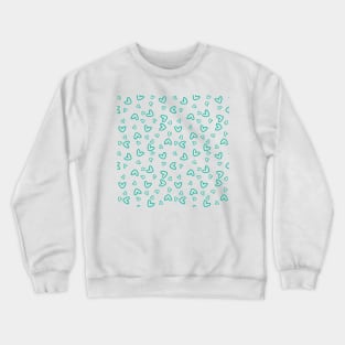 Teal Hearts Pattern Crewneck Sweatshirt